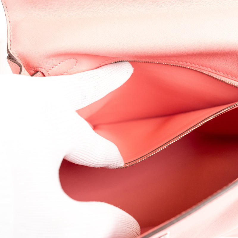 Hermes Pink Rose Azalee Swift Leather Kelly 25 cm Palladium Hardware