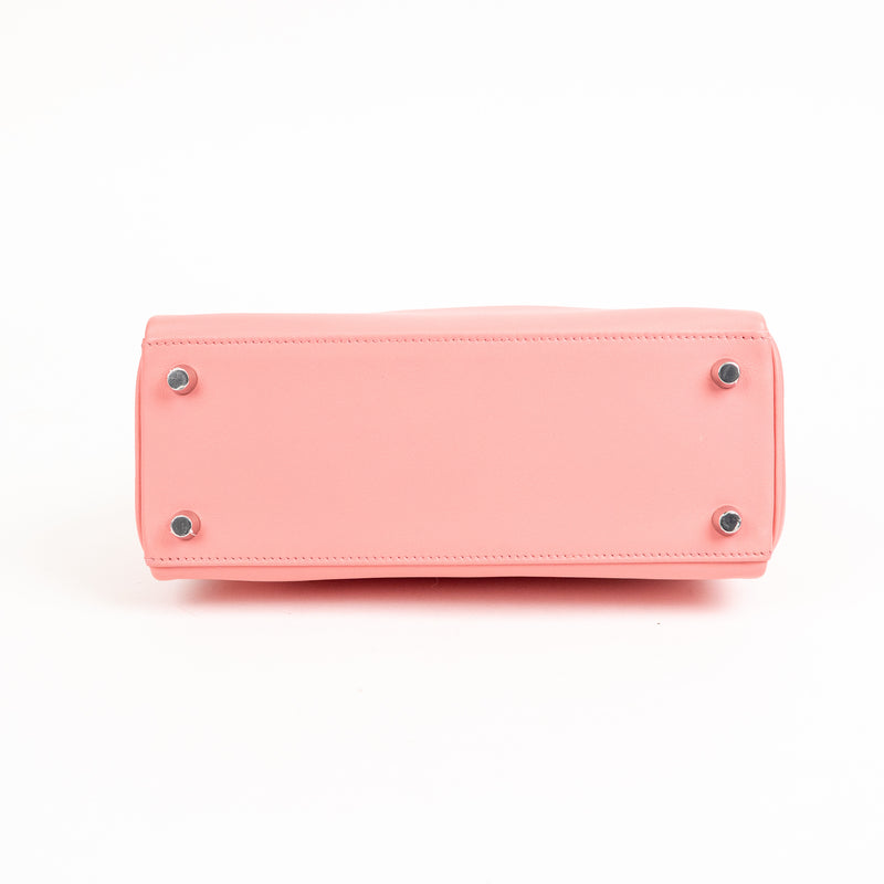 Hermes Pink Rose Azalee Swift Leather Kelly 25 cm Palladium Hardware