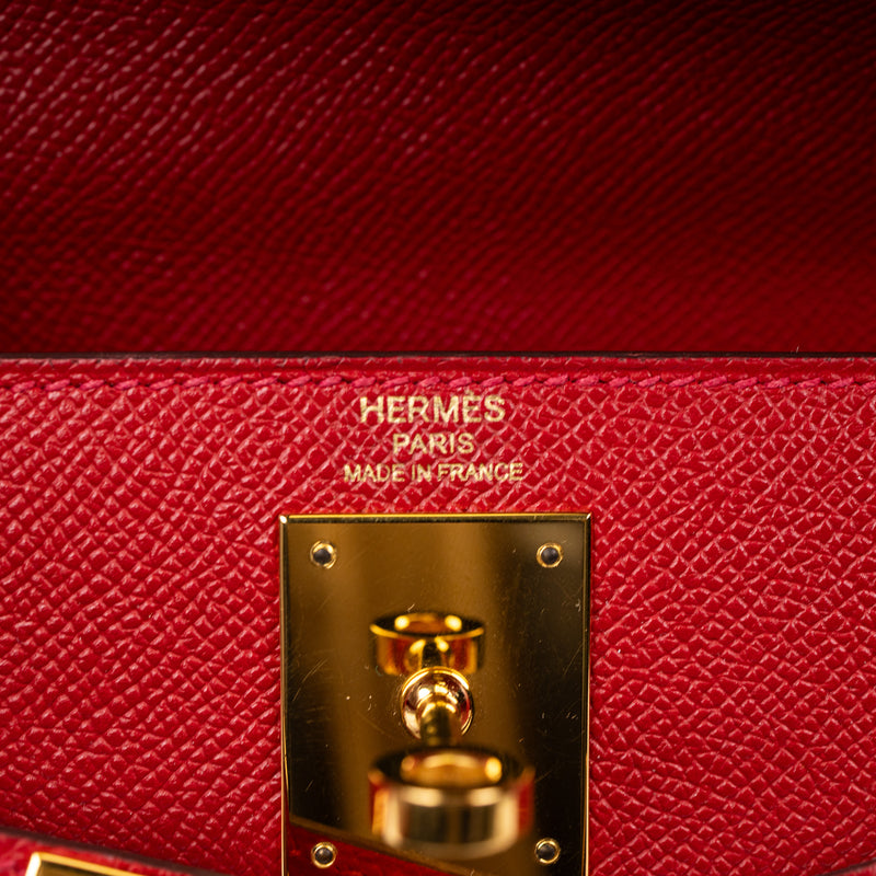 Hermès Kelly Sellier 28 in Rouge Epsom Leather with Gold Hardware
