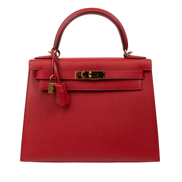 Hermès Kelly Sellier 28 in Rouge Epsom Leather with Gold Hardware