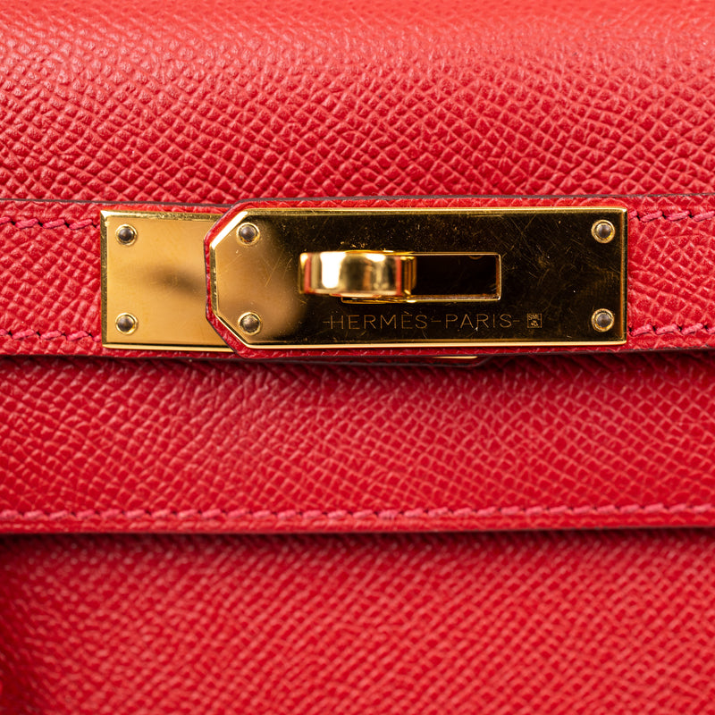 Hermès Kelly Sellier 28 in Rouge Epsom Leather with Gold Hardware