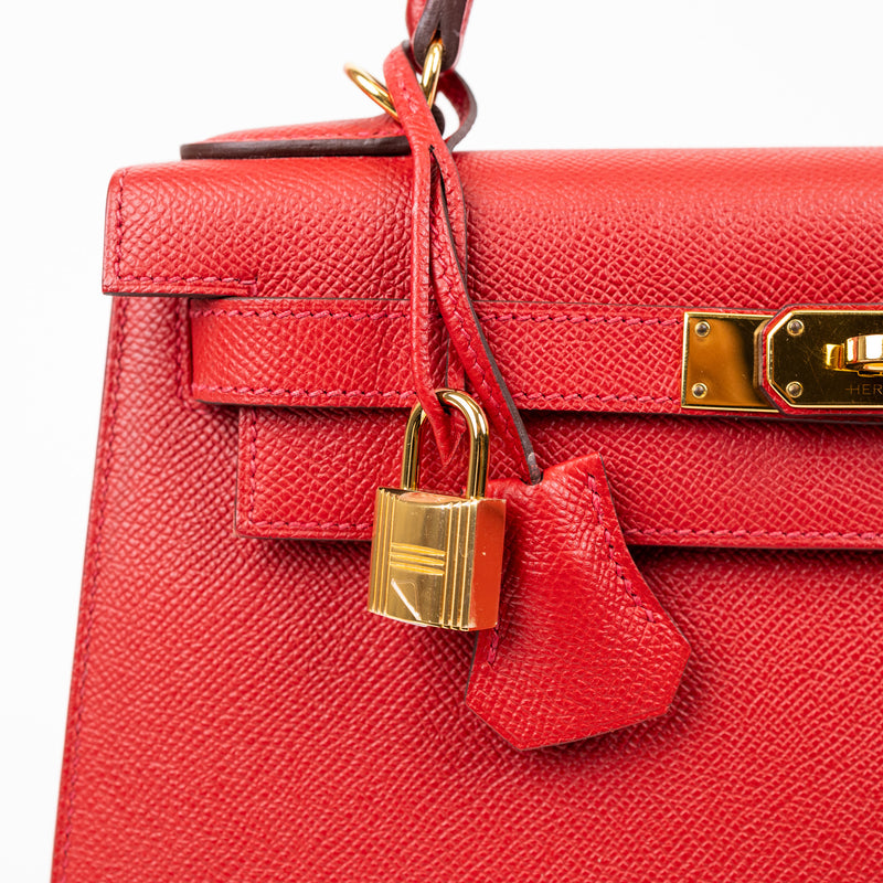 Hermès Kelly Sellier 28 in Rouge Epsom Leather with Gold Hardware