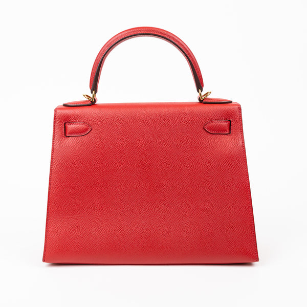 Hermès Kelly Sellier 28 in Rouge Epsom Leather with Gold Hardware