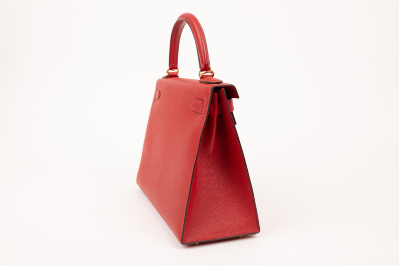 Hermès Kelly Sellier 28 in Rouge Epsom Leather with Gold Hardware