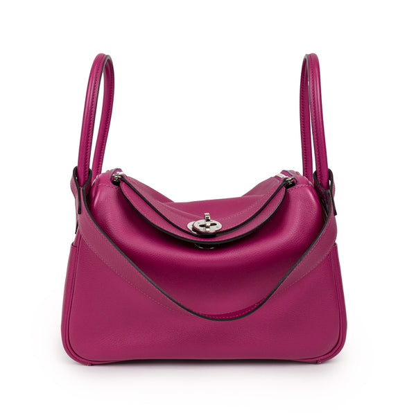 Hermes Rose Pourpre Swift Leather Lindy 26cm Bag SHW