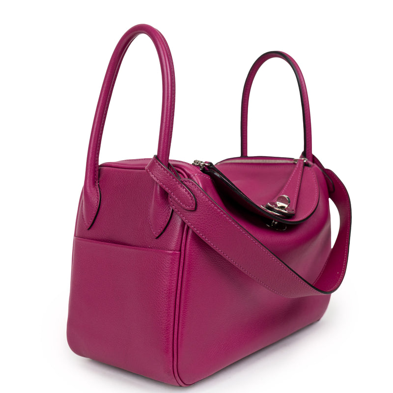Hermes Rose Pourpre Swift Leather Lindy 26cm Bag SHW
