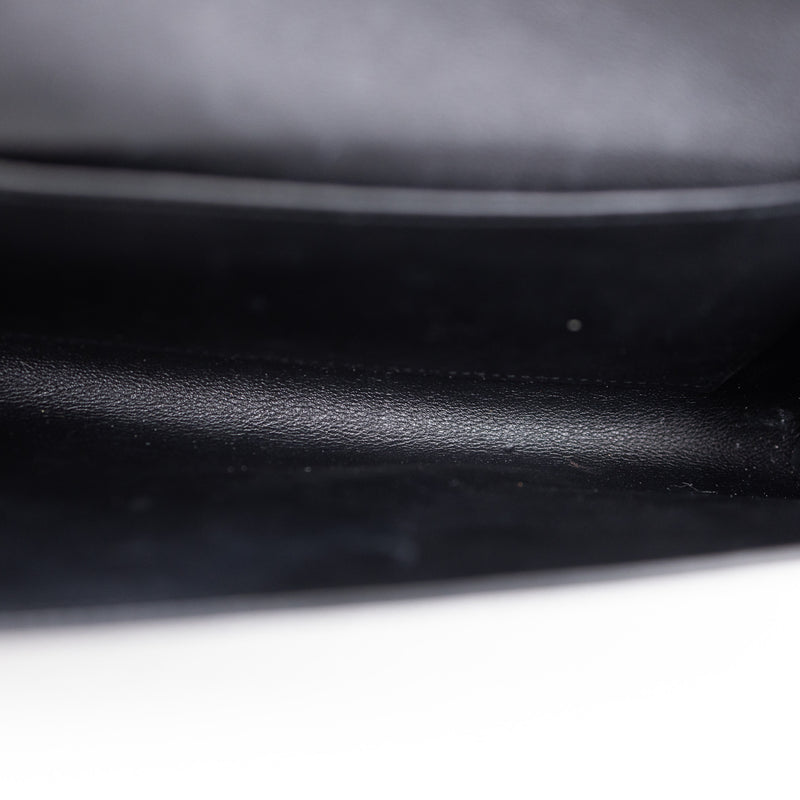 Hermès Médor 23 Clutch in Black Leather with Palladium Hardware