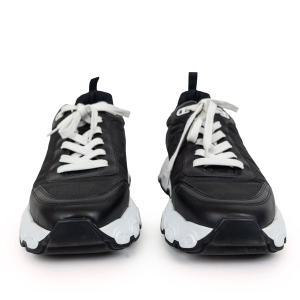 Hermes Black and White Nylon Leather Heros Sneakers Men Size 44