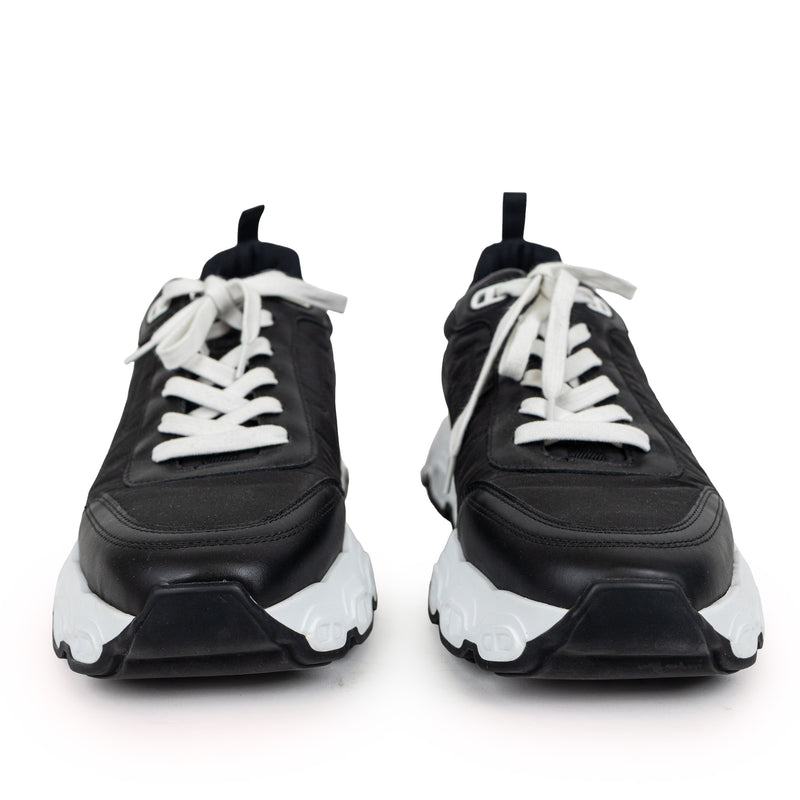 Hermes Black and White Nylon Leather Heros Sneakers Men Size 44