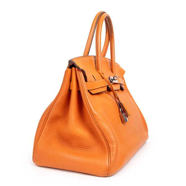 Hermes Orange Togo Leather Birkin 35 cm Gold Hardware