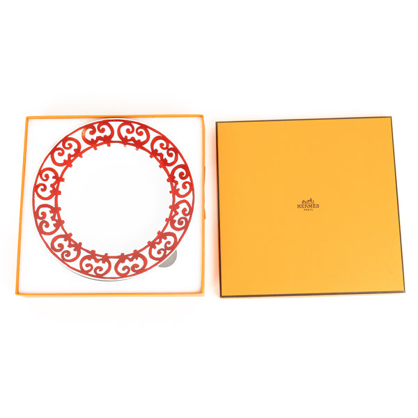 Hermès Balcon du Guadalquivir White Red Plate Set