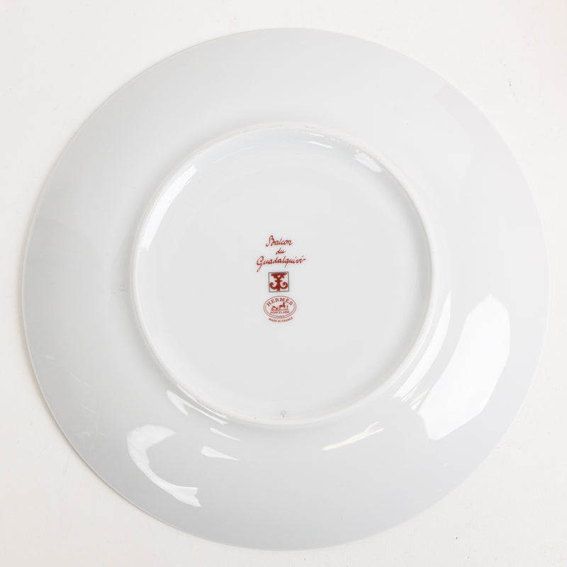 Hermes White and Red Balcon du Guadalquivir Dinner Plate