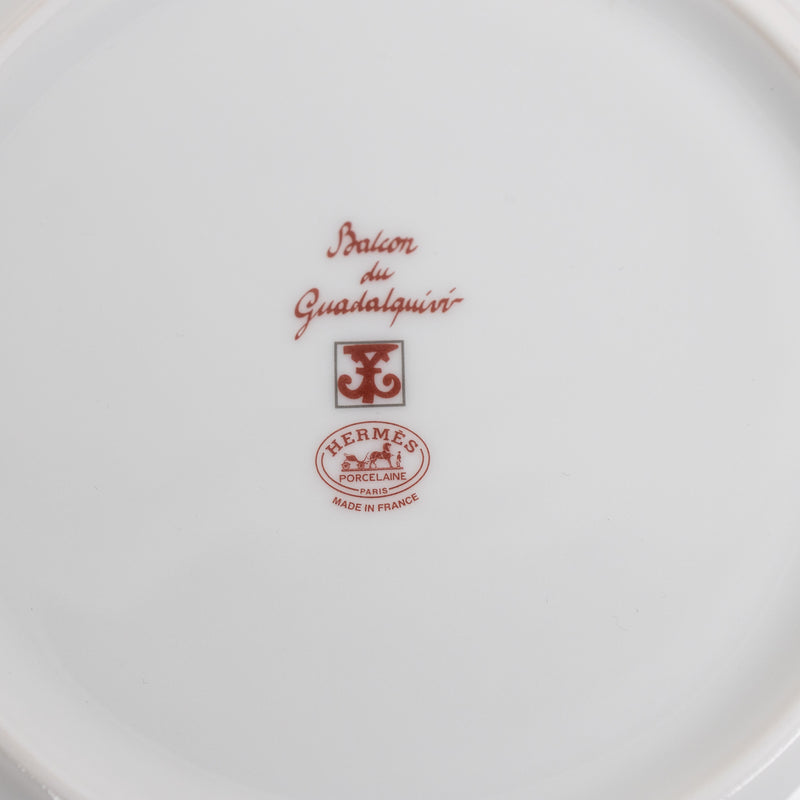 Hermes White and Red Balcon du Guadalquivir Dinner Plate