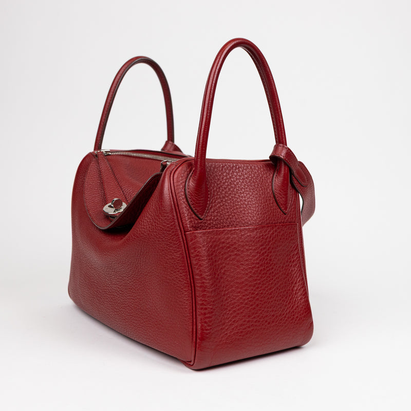 Hermès Lindy 30 in Rouge Clemence Leather with Palladium Hardware