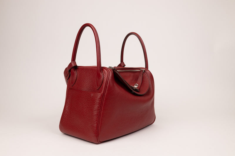Hermès Lindy 30 in Rouge Clemence Leather with Palladium Hardware