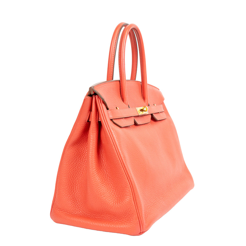 Hermès Coral Togo Leather Birkin 35 cm Gold Hardware