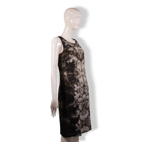 Hugo Boss Gray Green Tan Black Printed Dress Size 6