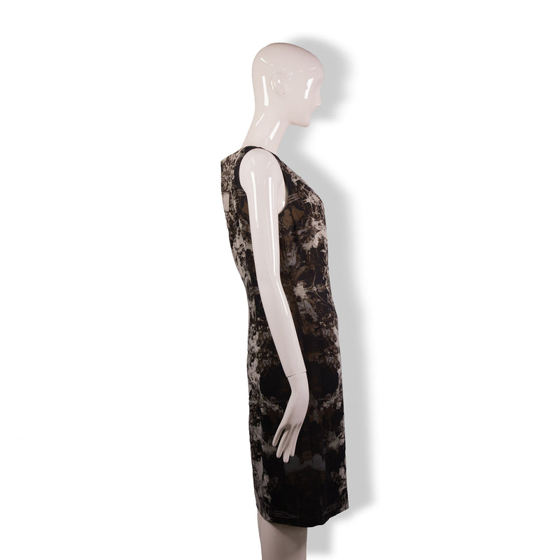 Hugo Boss Gray Green Tan Black Printed Dress Size 6