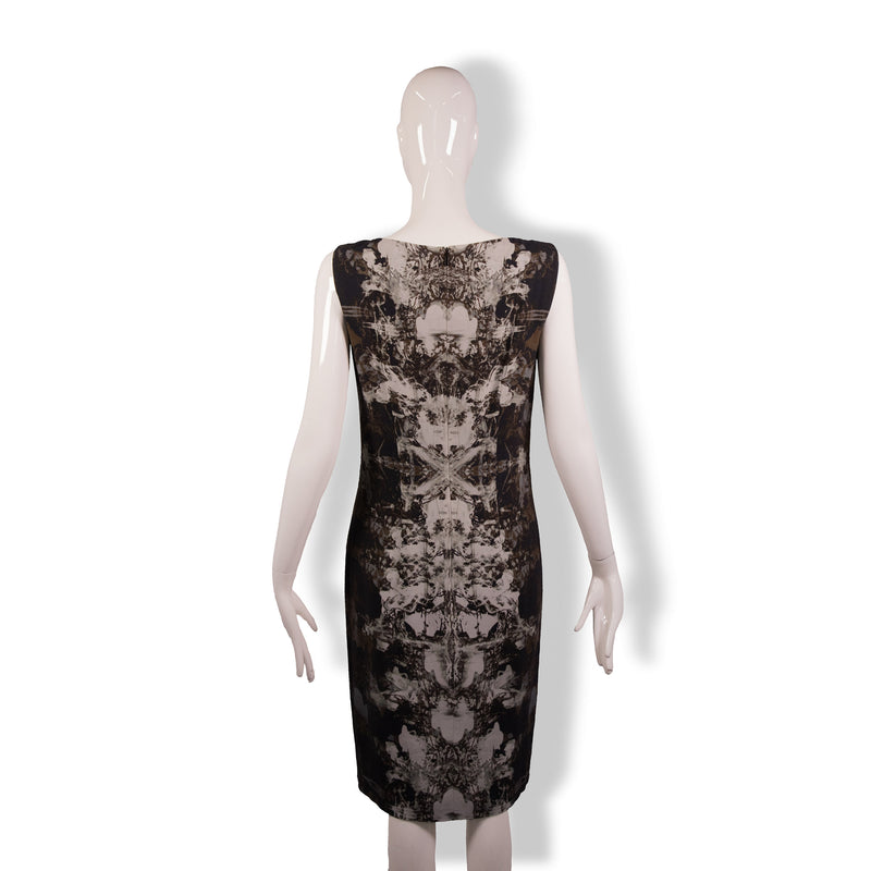 Hugo Boss Gray Green Tan Black Printed Dress Size 6
