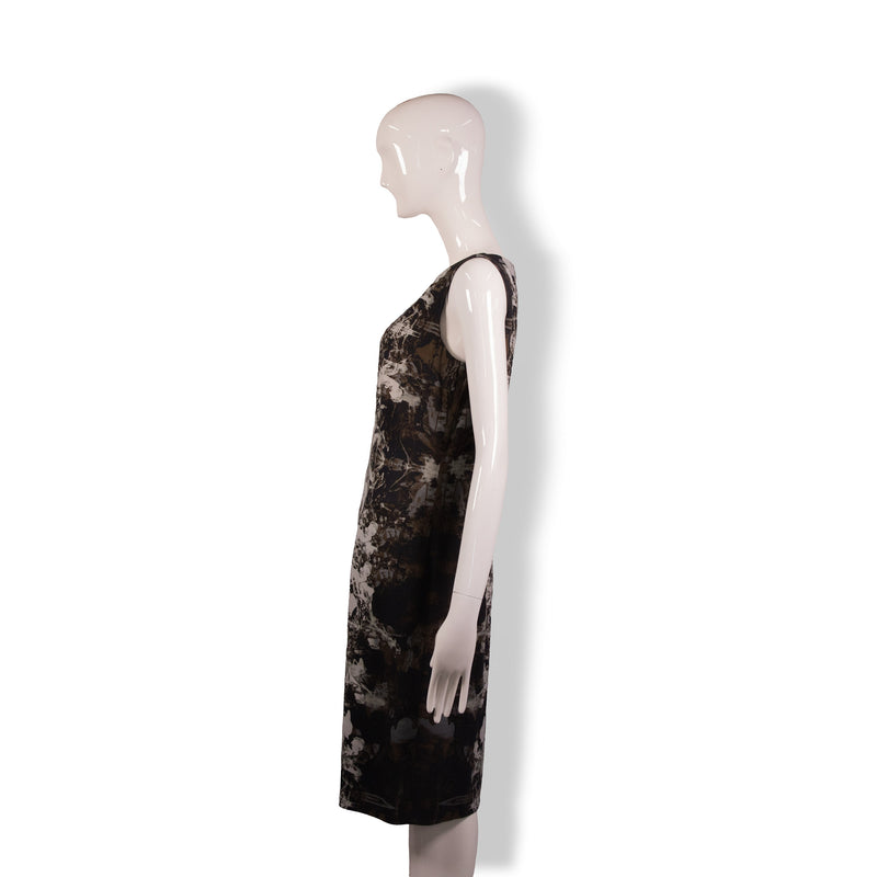 Hugo Boss Gray Green Tan Black Printed Dress Size 6