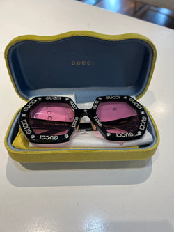 Gucci Black Logo with Pink Lense Sunglasses