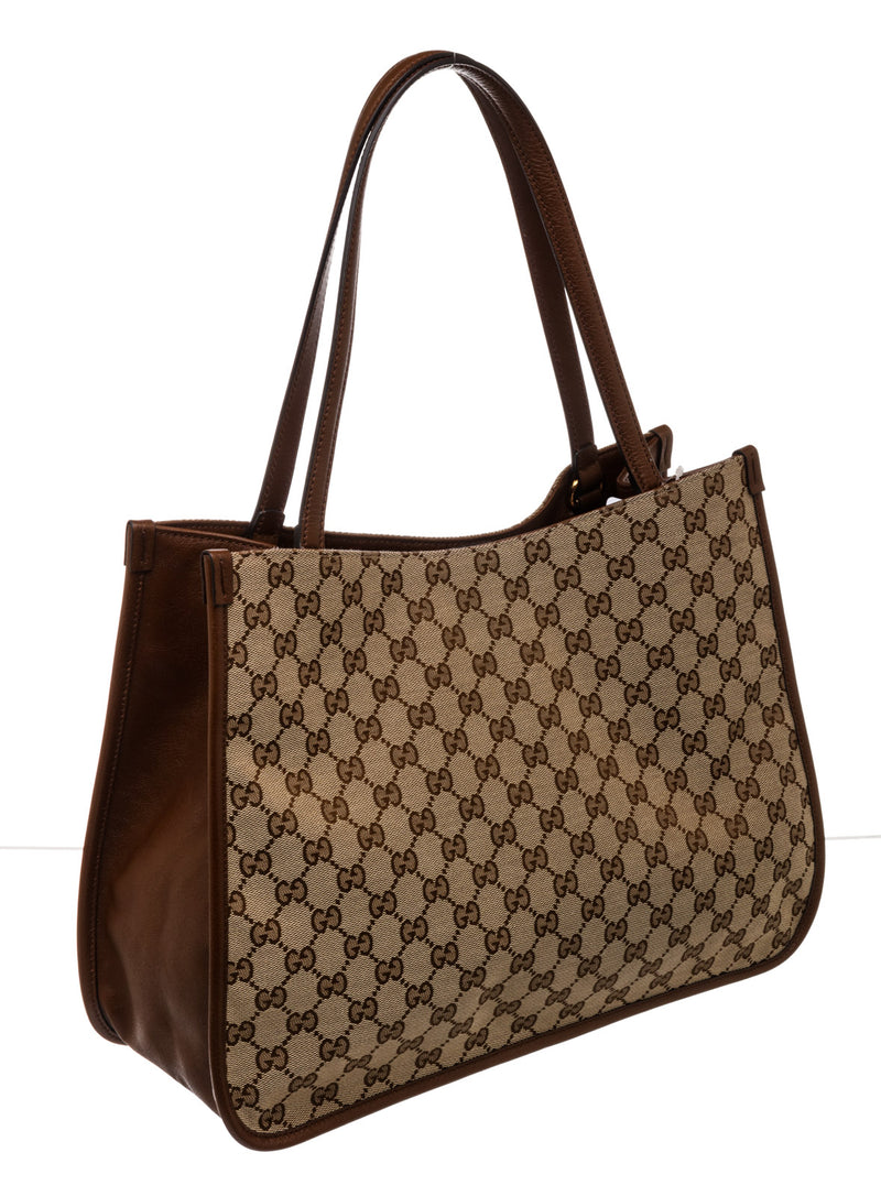 Gucci 1955 Horsebit GG Brown Canvas Tote Bag