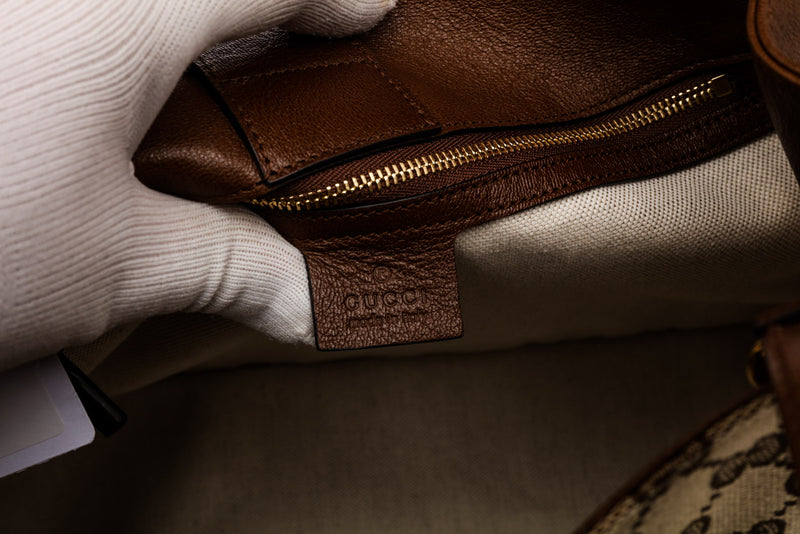 Gucci 1955 Horsebit GG Brown Canvas Tote Bag
