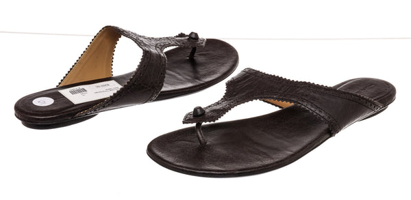 Balenciaga Black Leather Thong Sandals Size 41