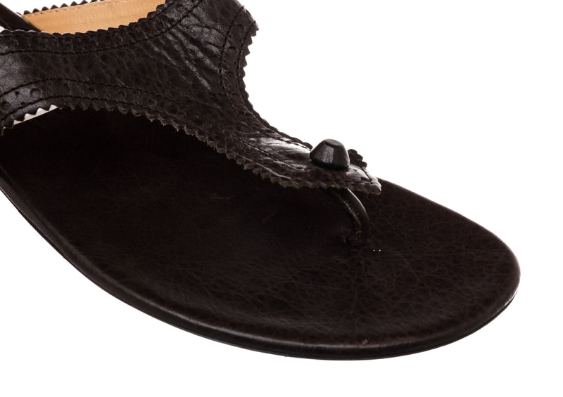 Balenciaga Black Leather Thong Sandals Size 41