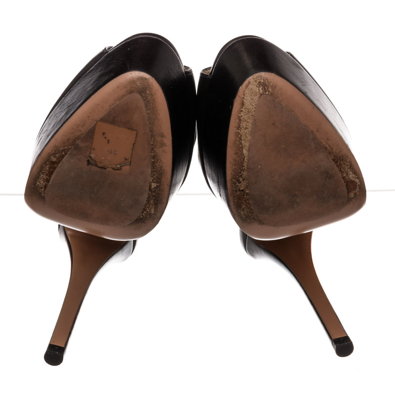 Prada Black Leather Open Toes Platform Sandals Size 39
