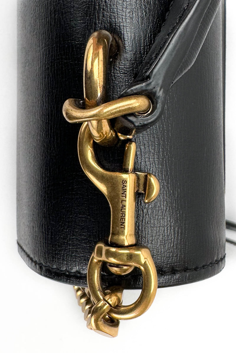 YSL Black Leather Medium Sunset Top Handle Shoulder Bag