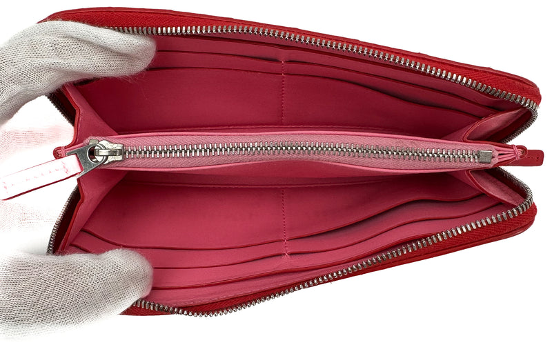 Bottega Veneta Red Intrecciato Leather Wallet