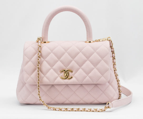 Chanel Light Pink Caviar Leather Coco Handle Handbag
