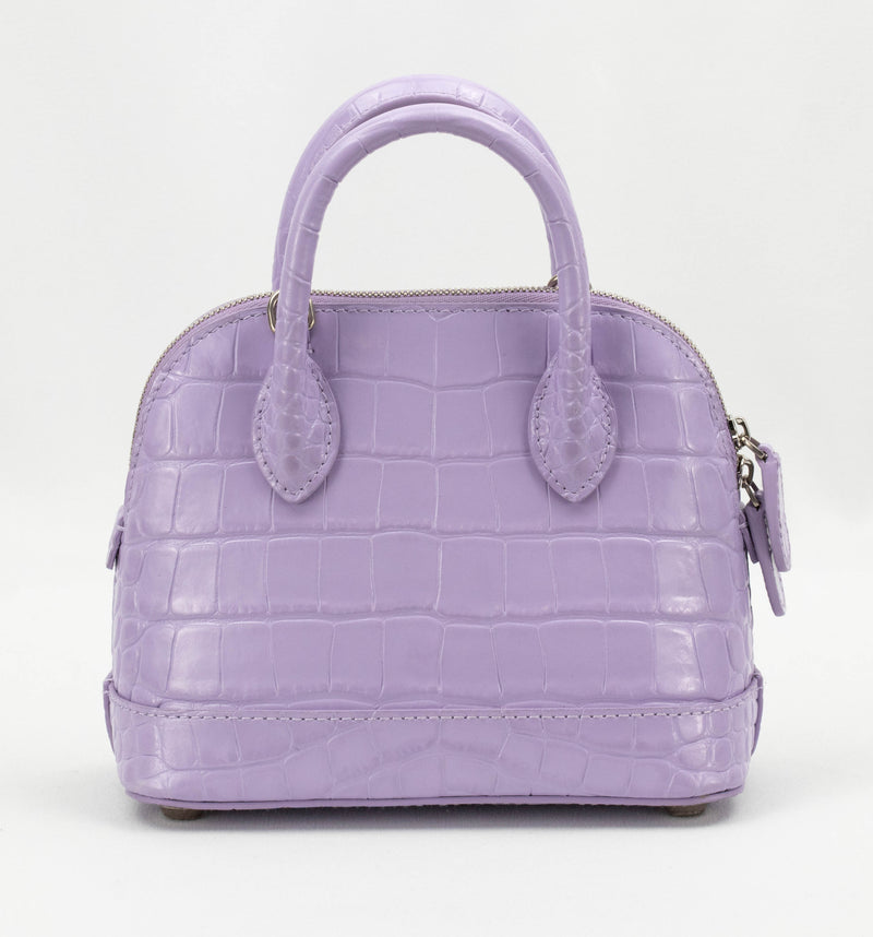 Balenciaga Purple Embossed Crocodile Leather Ville XXS Crossbody Bag