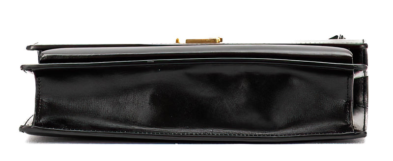 YSL Black Leather Medium Sunset Top Handle Shoulder Bag
