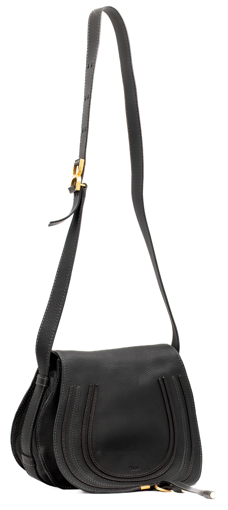 Chloe Black Leather Small Marcie Crossbody Handbag