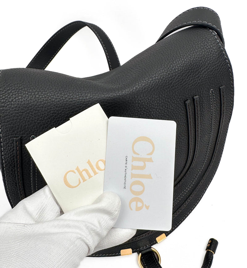 Chloe Black Leather Small Marcie Crossbody Handbag