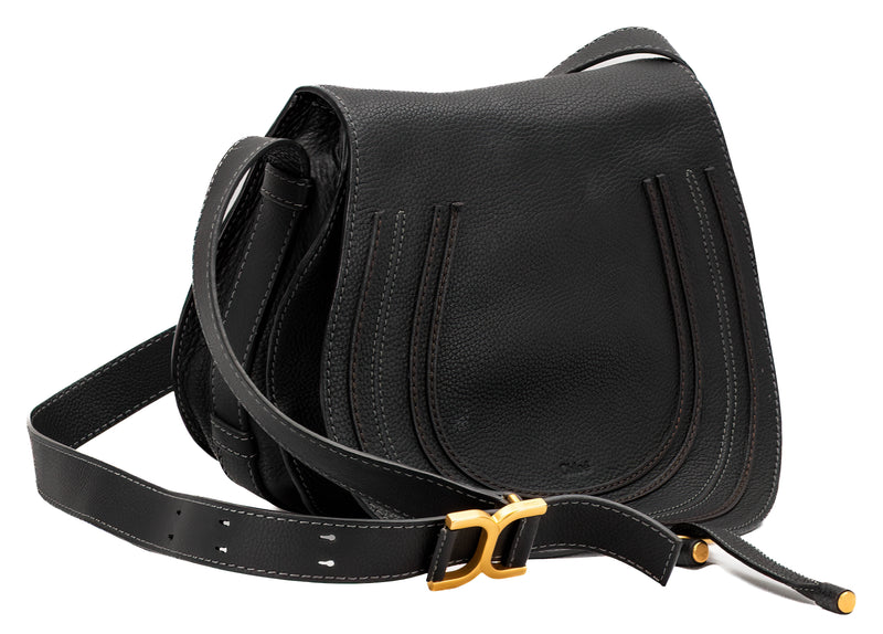 Chloe Black Leather Small Marcie Crossbody Handbag