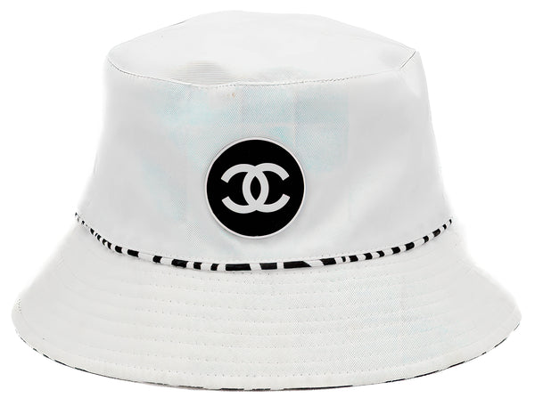 Chanel Black & White Zebra Pattern Cotton Lined CC Bucket Hat One Size