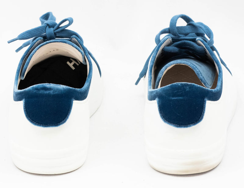 Chanel Blue/White Rubber and Velvet CC Trainer Low Top Sneakers Size 40