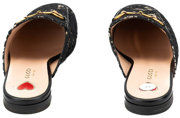 Gucci Black Princetown Lace Mules Size 38