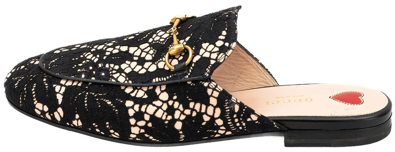 Gucci Black Princetown Lace Mules Size 38
