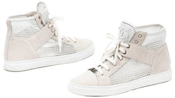 Chanel Beige & White Suede G30617 High Top Sneakers Size 38.5
