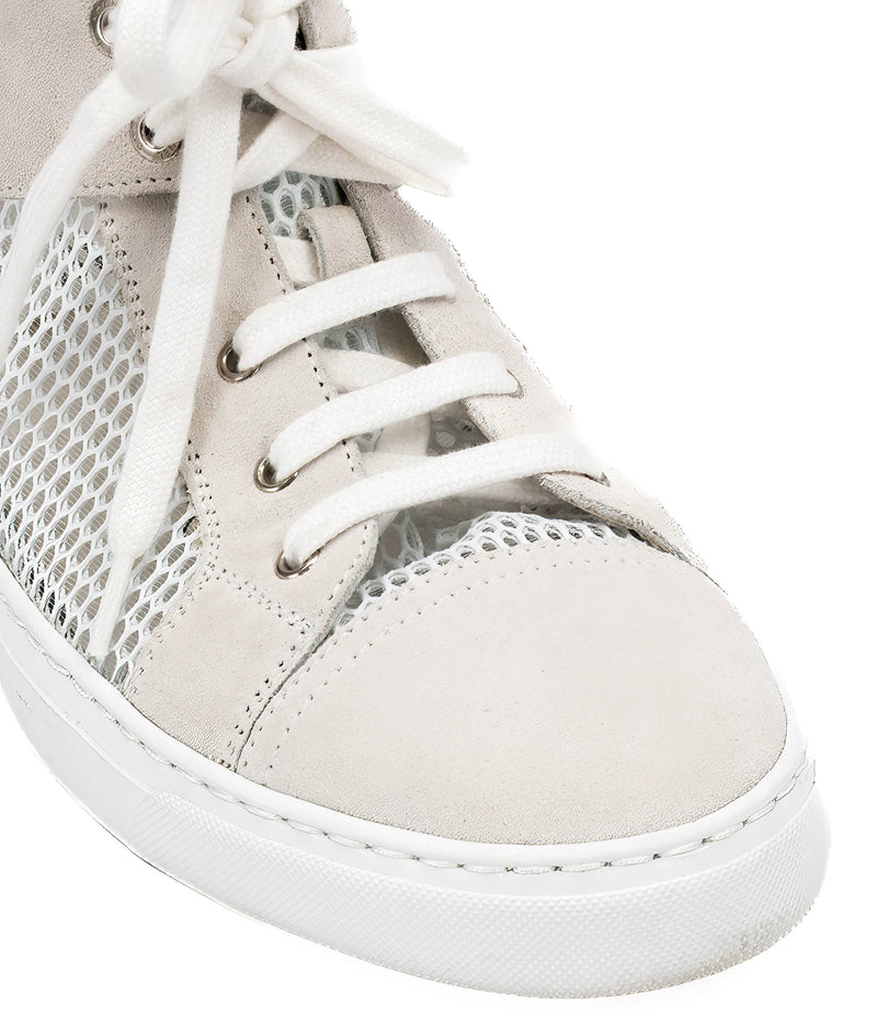 Chanel Beige & White Suede G30617 High Top Sneakers Size 38.5