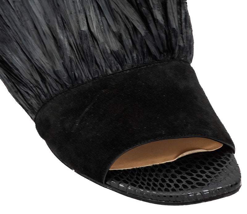 Louboutin Black Rafia & Suede Rafinani Flats Size 38