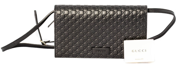 Gucci Black Microguccissima Leather Crossbody Wallet on Chain