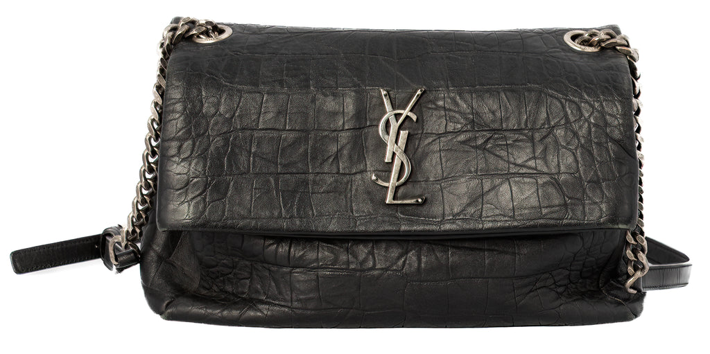YSL Yves Saint Laurent ALL BLACK West Hollywood Medium Leather Shoulder Bag