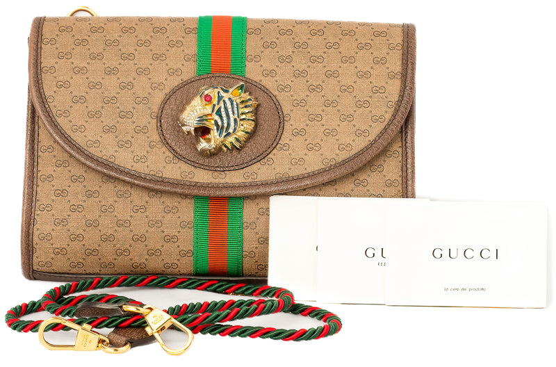 Gucci Vintage GG Supreme Monogram Web Small Rajah Slim Flap Shoulder Bag