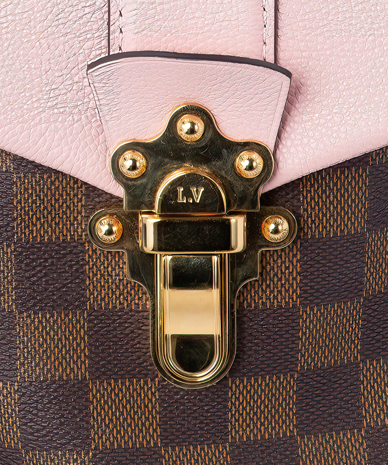 Louis Vuitton Damier Ebene Canvas & Pink Leather Clapton Backpack
