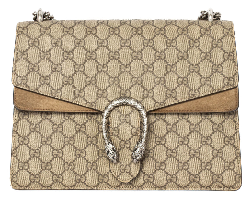 Gucci GG Supreme Taupe Monogram Medium Dionysus Shoulder Bag